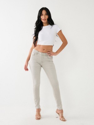 Grey Steam True Religion Jennie Mid Rise Super Skinny Jeans | 3415-NXDTC