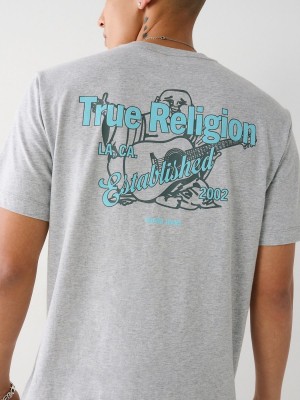 Heather Grey True Religion Buddha Logo T Shirts | 2908-JZQLI