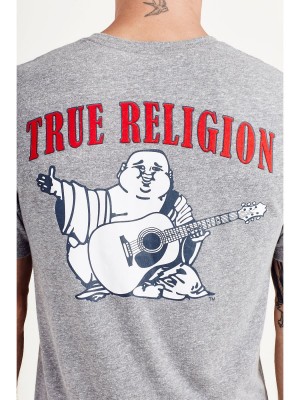 Heather Grey True Religion Buddha Logo T Shirts | 3207-KWFVY