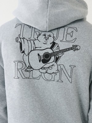 Heather Grey True Religion Buddha Zip Hoodie | 6013-TMSNH