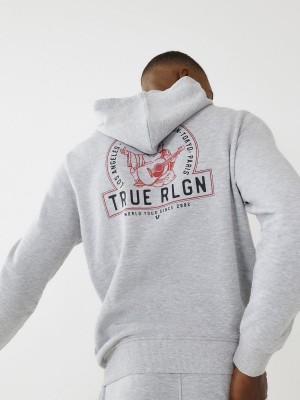 Heather Grey True Religion Buddha Zip Hoodie | 7906-HKFMV