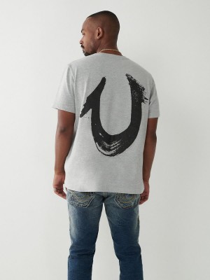 Heather Grey True Religion Horseshoe Relaxed T Shirts | 6754-EGPYV