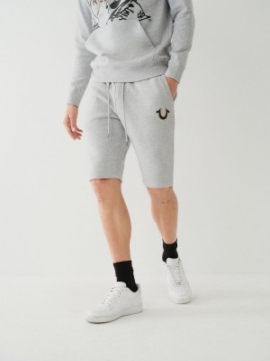 Heather Grey True Religion Logo Sweat Shorts | 7014-NBVKT