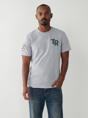 Heather Grey True Religion Logo T Shirts | 1563-ZMWTL