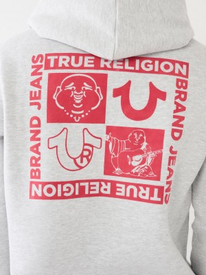 Heather Grey True Religion Logo Zip Hoodie | 8601-ZEQLH