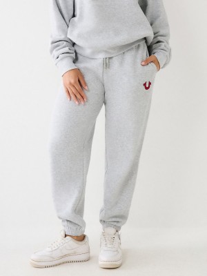 Heather Grey True Religion Relaxed Logo Jogger | 4807-VYCAL