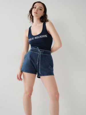 Indigo True Religion Indigo Big T Shorts | 5137-YEXTM