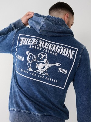 Indigo True Religion Indigo Big T Zip Hoodie | 2965-PXMSD