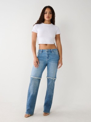 Intermix Wash True Religion Paneled Straight Jeans | 5062-ZSHKB