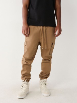 KHAKI True Religion Cargo Jogger Pants | 9052-VEHAF