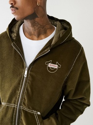 Kalamata True Religion Corduroy Big T Hooded Jacket | 8043-QUWYO