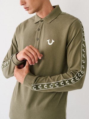 Kalamata True Religion Long Sleeve Logo Polo Shirts | 4675-MXJGZ