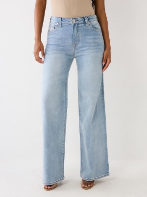 Light Wash True Religion Leila High Rise Wide Leg Jeans | 8913-ZFMWV