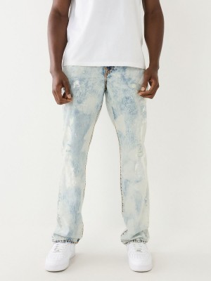 Light Wash With Rips True Religion Ricky Paint Splatter Bleach Wash Straight Jeans | 8216-JOCZX