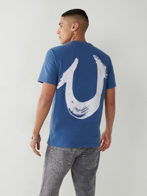 Matte Navy True Religion Horseshoe Relaxed T Shirts | 8023-FWNOV