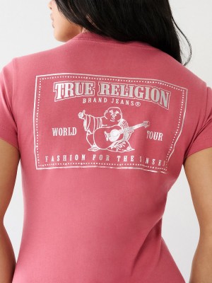 Mauvewood True Religion Studded Logo T Shirts | 1086-LATBD