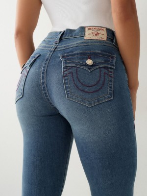 Medium Dusty Wash True Religion Halle High Rise Super Skinny Jeans | 4681-BNGTO