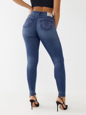 Medium Midnight Haze True Religion Jennie Big T Curvy Skinny Jeans | 8740-HTLWZ