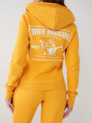 Mineral Yellow True Religion Big T Zip Hoodie | 0187-EAXUZ