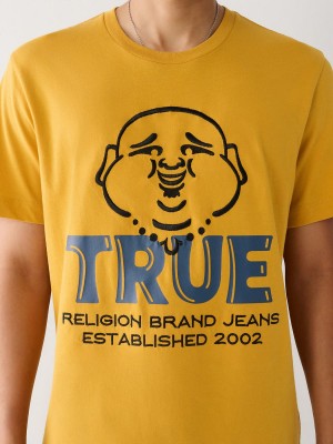 Mineral Yellow True Religion Buddha Logo T Shirts | 4708-JFVKO