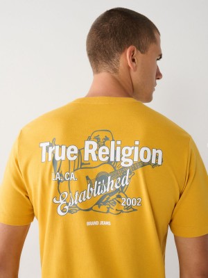 Mineral Yellow True Religion Buddha Logo T Shirts | 9340-GCOIL