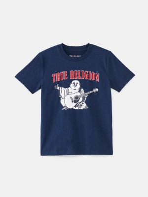 Navy/Sapphire True Religion Boys Buddha Logo T Shirts | 9564-HFUIZ