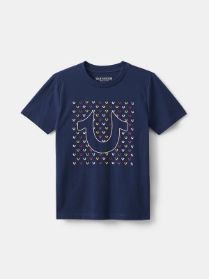 Navy/Sapphire True Religion Boys Horseshoe T Shirts | 8567-ICVKO