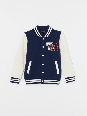 Navy/Sapphire True Religion Boys Varsity Jacket | 3514-QYDKG