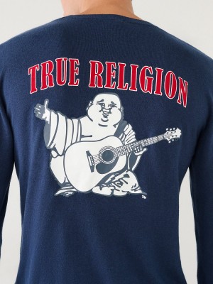 Navy/Sapphire True Religion Buddha Logo Sweater | 8590-MWSYN