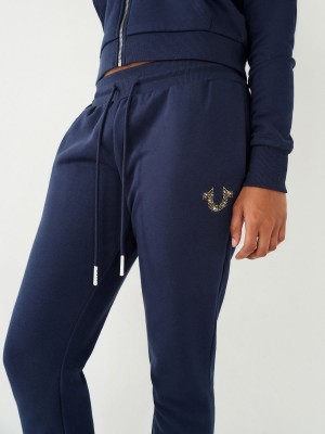 Navy/Sapphire True Religion Crystal Logo Jogger | 9170-WSYEL