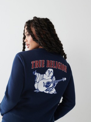 Navy/Sapphire True Religion Heritage Crewneck Sweatshirt | 3946-CNFWS