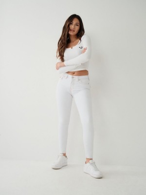 Optic White True Religion Jennie Big T Curvy Skinny Jeans | 5132-RUVIQ