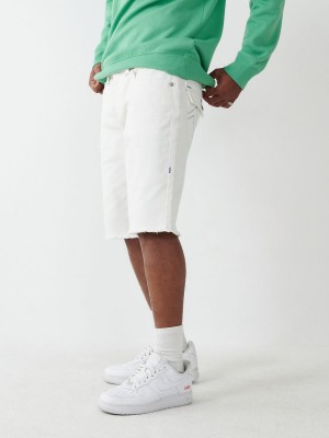 Optic White True Religion Ricky Straight Shorts | 4271-NZMDW