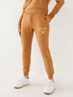 Orange Peel True Religion Metallic Buddha Logo Fleece Jogger | 2158-GKLPT