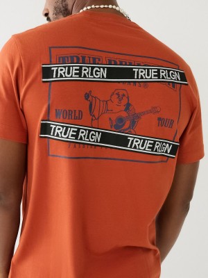 PICANTE True Religion Buddha Logo Rlgn Tape T Shirts | 8013-KSQCW