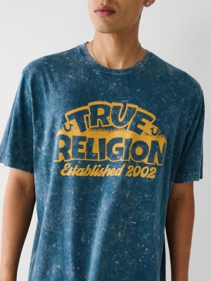 Petrol Blue True Religion Relaxed T Shirts | 6954-URGQL