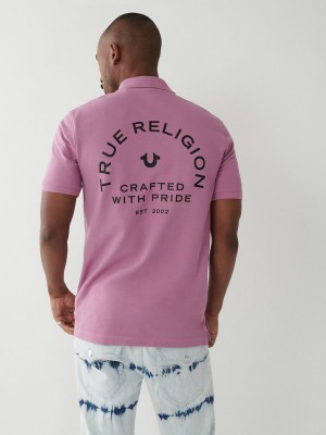 Pink Agate True Religion Logo Polo Shirts | 8129-KSMRV