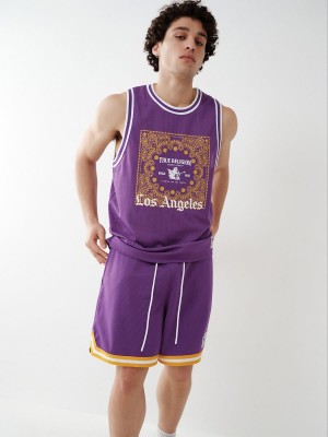 Purple True Religion Mesh Jersey Tanks | 9187-BHPWT