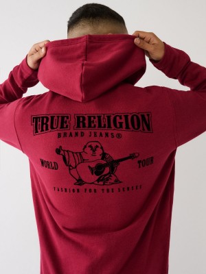 RED / ACE BLUE / HEATHER GREY True Religion Classic Logo Zip Hoodie | 7130-XVMFZ