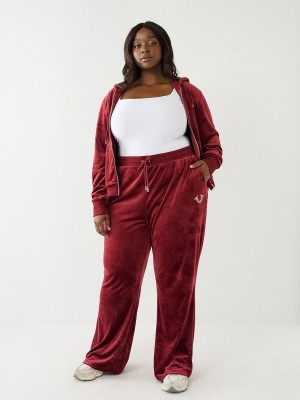 Redwood True Religion Crystal Velour Logo Track Pants | 7820-DYWHR