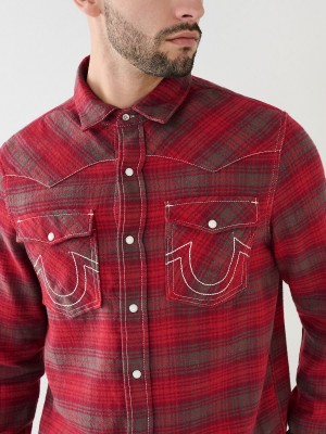 Redwood True Religion Plaid Big T Western Shirts | 6581-OWFED