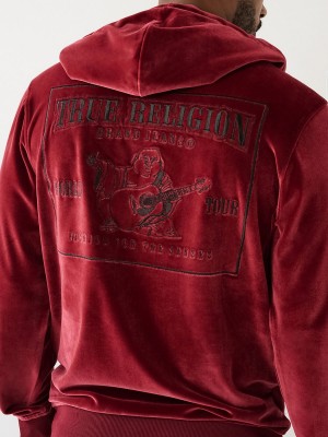 Redwood True Religion Velour Big T Zip Hoodie | 9605-ZYBEF