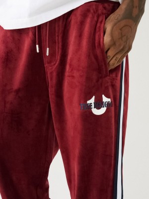 Redwood True Religion Velour Logo Varsity Stripe Track Pants | 1309-HQDRM