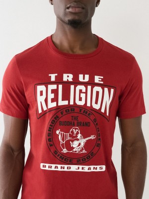 Ruby Red True Religion Buddha Logo Crew Neck T Shirts | 6170-JEWMZ