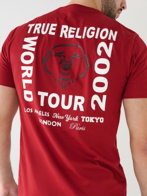 Ruby Red True Religion Buddha Logo T Shirts | 1825-YTJIS