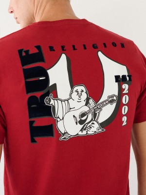 Ruby Red True Religion Buddha Logo T Shirts | 6593-LTOPD