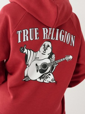 Ruby Red True Religion Buddha Relaxed Hoodie | 5976-RMJUX