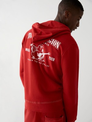 Ruby Red True Religion Buddha Zip Hoodie | 2794-COWUI