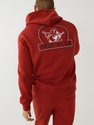 Ruby Red True Religion Buddha Zip Hoodie | 6532-YHWML