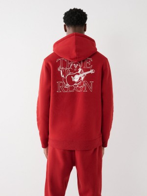 Ruby Red True Religion Buddha Zip Hoodie | 4391-POXHR